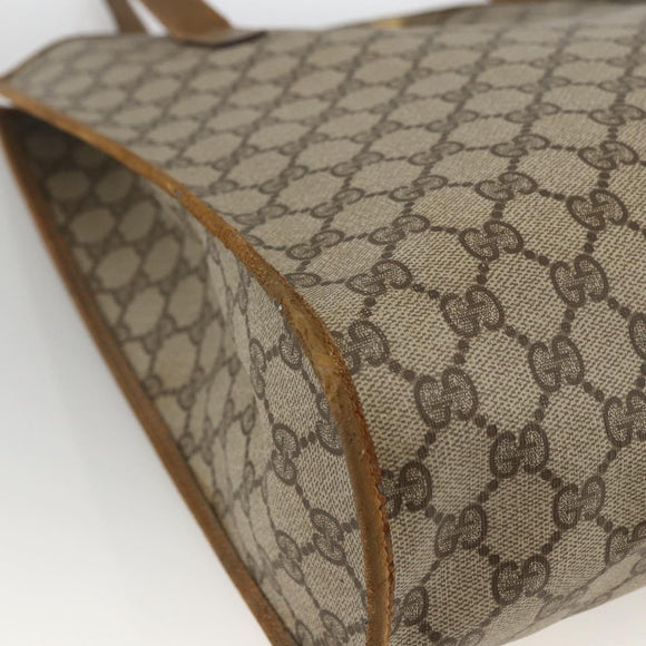 GUCCI GG Supreme Tote Bag PVC Beige Gold 92 02 998 Auth bs33769