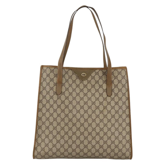 GUCCI GG Supreme Tote Bag PVC Beige Gold 92 02 998 Auth bs33769