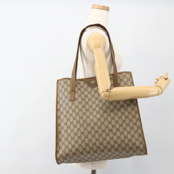 GUCCI GG Supreme Tote Bag PVC Beige Gold 92 02 998 Auth bs33769