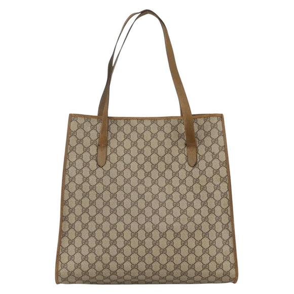 GUCCI GG Supreme Tote Bag PVC Beige Gold 92 02 998 Auth bs33769