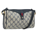 GUCCI GG Supreme Sherry Line Bag PVC Navy Gold Red 89 02 018 Auth bs33770-1