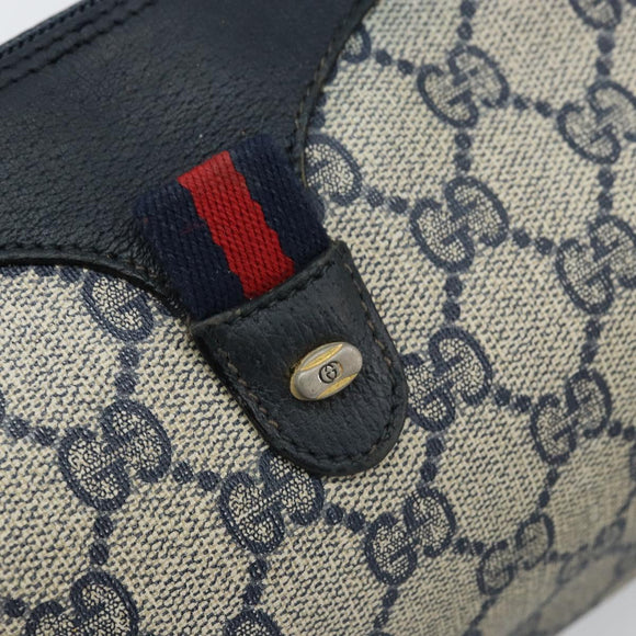 GUCCI GG Supreme Sherry Line Bag PVC Navy Gold Red 89 02 018 Auth bs33770