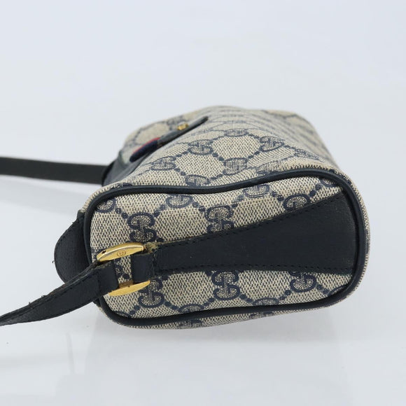 GUCCI GG Supreme Sherry Line Bag PVC Navy Gold Red 89 02 018 Auth bs33770