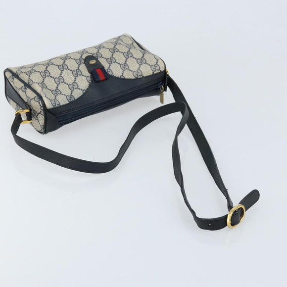 GUCCI GG Supreme Sherry Line Bag PVC Navy Gold Red 89 02 018 Auth bs33770