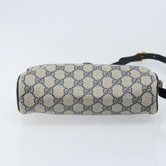 GUCCI GG Supreme Sherry Line Bag PVC Navy Gold Red 89 02 018 Auth bs33770