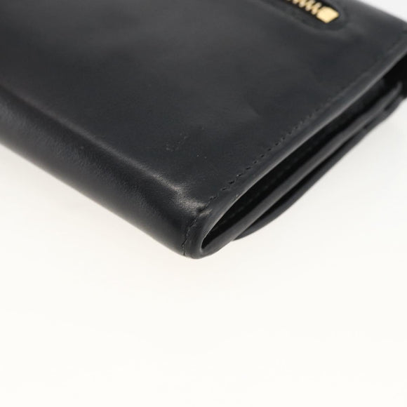 Miu Miu Lange Geldbörse Leder Schwarz Gold Auth bs33771