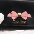Miu Miu Lange Geldbörse Leder Schwarz Gold Auth bs33771-18