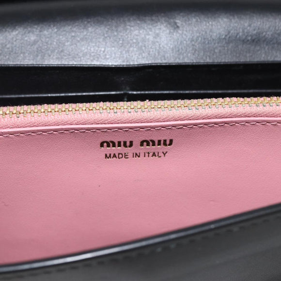 Miu Miu Lange Geldbörse Leder Schwarz Gold Auth bs33771