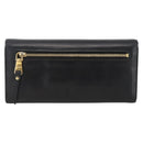 Miu Miu Lange Geldbörse Leder Schwarz Gold Auth bs33771-2