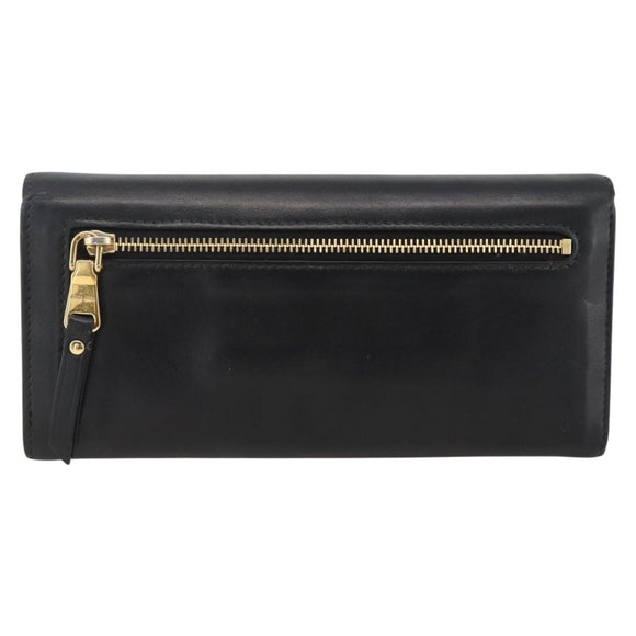 Miu Miu Lange Geldbörse Leder Schwarz Gold Auth bs33771