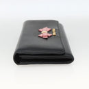 Miu Miu Lange Geldbörse Leder Schwarz Gold Auth bs33771-3
