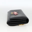Miu Miu Lange Geldbörse Leder Schwarz Gold Auth bs33771-4