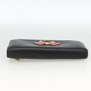 Miu Miu Lange Geldbörse Leder Schwarz Gold Auth bs33771-5