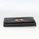 Miu Miu Lange Geldbörse Leder Schwarz Gold Auth bs33771-6