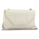 SAINT LAURENT Chain Shoulder Bag Leather White Silver Auth bs33774-1
