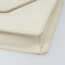 SAINT LAURENT Chain Shoulder Bag Leather White Silver Auth bs33774-9