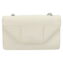 SAINT LAURENT Chain Shoulder Bag Leather White Silver Auth bs33774-13
