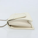 SAINT LAURENT Chain Shoulder Bag Leather White Silver Auth bs33774-4