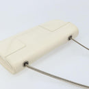 SAINT LAURENT Chain Shoulder Bag Leather White Silver Auth bs33774-6