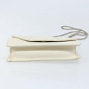 SAINT LAURENT Chain Shoulder Bag Leather White Silver Auth bs33774-5