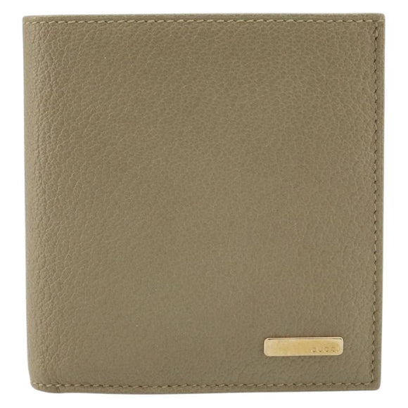 GUCCI Wallet Leather Beige Gold 034 4276 0781 0 Auth bs33775