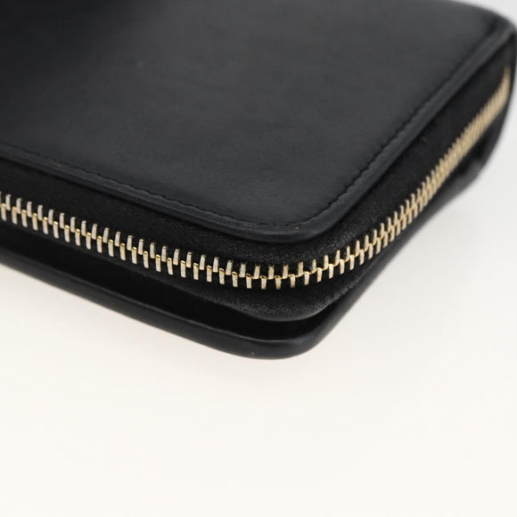 SAINT LAURENT Wallet Leather Black Gold Auth bs33776