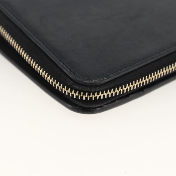 SAINT LAURENT Wallet Leather Black Gold Auth bs33776