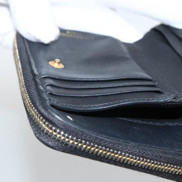 SAINT LAURENT Wallet Leather Black Gold Auth bs33776