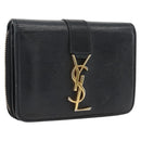 SAINT LAURENT Wallet Leather Black Gold Auth bs33776-1