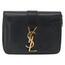 SAINT LAURENT Wallet Leather Black Gold Auth bs33776-13