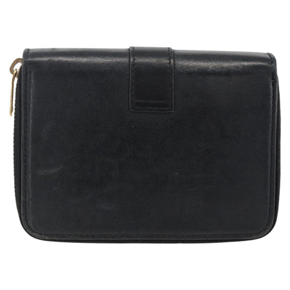 SAINT LAURENT Wallet Leather Black Gold Auth bs33776
