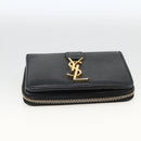 SAINT LAURENT Wallet Leather Black Gold Auth bs33776-6