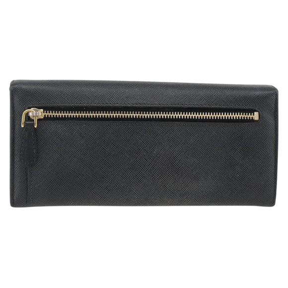 PRADA Long Wallet Safiano leather Black Gold Auth bs33777