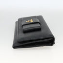PRADA Long Wallet Safiano leather Black Gold Auth bs33777-5