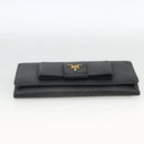 PRADA Long Wallet Safiano leather Black Gold Auth bs33777-7