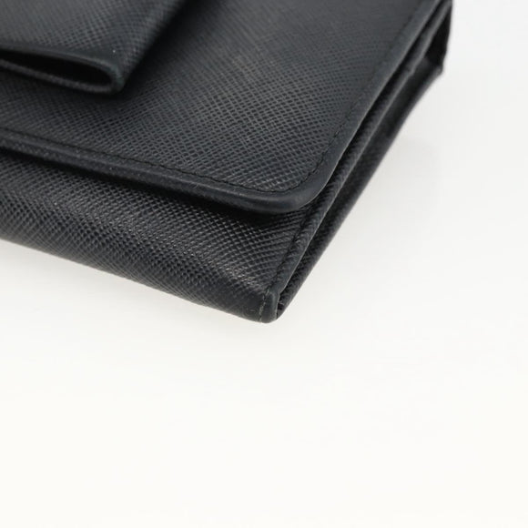 PRADA Long Wallet Safiano leather Black Gold Auth bs33777