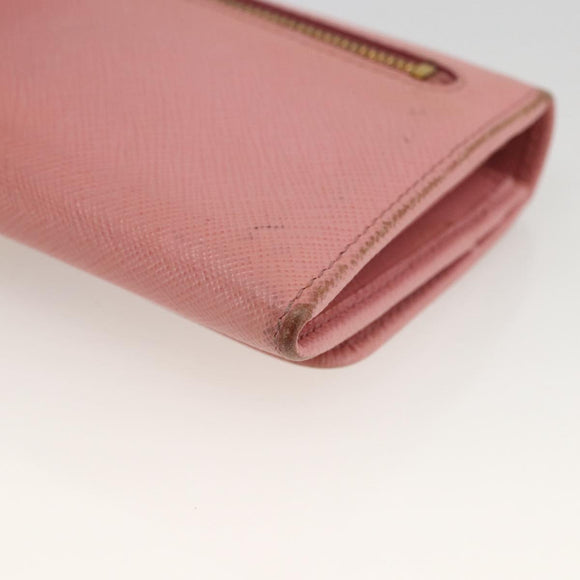 PRADA Long Wallet Safiano leather Pink Gold Auth bs33779
