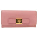 PRADA Long Wallet Safiano leather Pink Gold Auth bs33779-13