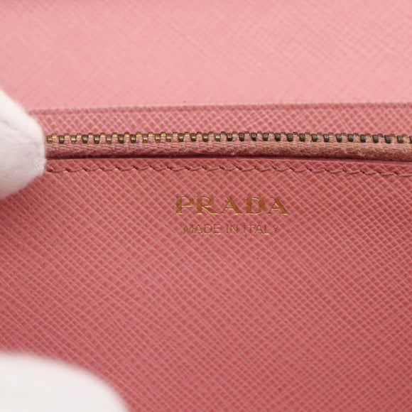 PRADA Long Wallet Safiano leather Pink Gold Auth bs33779