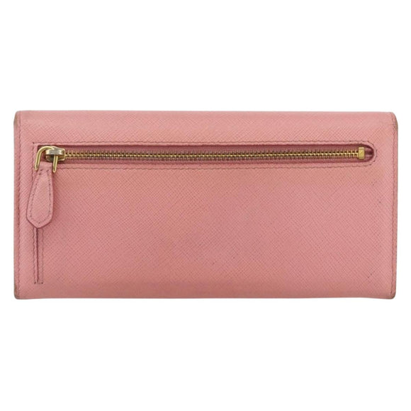 PRADA Long Wallet Safiano leather Pink Gold Auth bs33779