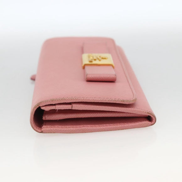 PRADA Long Wallet Safiano leather Pink Gold Auth bs33779