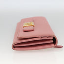 PRADA Long Wallet Safiano leather Pink Gold Auth bs33779-4