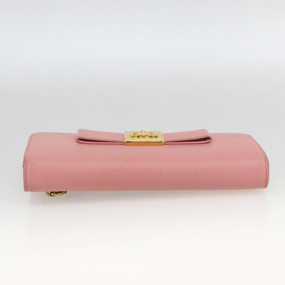 PRADA Long Wallet Safiano leather Pink Gold Auth bs33779