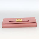 PRADA Long Wallet Safiano leather Pink Gold Auth bs33779-6