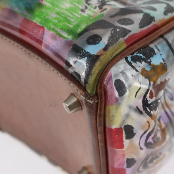 PRADA Tote Bag Vinyl Multicolor Silver Auth bs33781