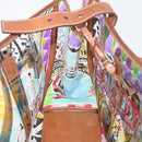 PRADA Tote Bag Vinyl Multicolor Silver Auth bs33781-21