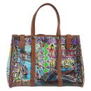 PRADA Tote Bag Vinyl Multicolor Silver Auth bs33781-2