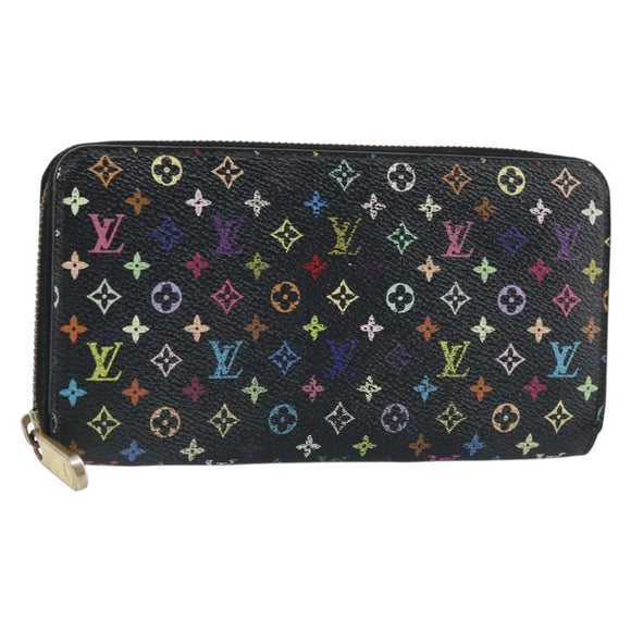 LOUIS VUITTON Monogram Multicolor Zippy Wallet Black M60243 LV Auth bs33783