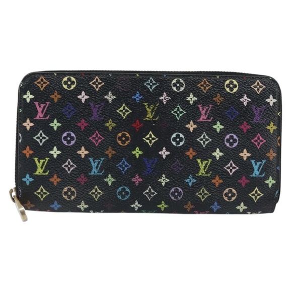 LOUIS VUITTON Monogram Multicolor Zippy Wallet Black M60243 LV Auth bs33783