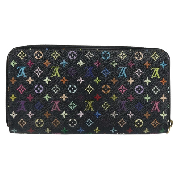 LOUIS VUITTON Monogram Multicolor Zippy Wallet Black M60243 LV Auth bs33783
